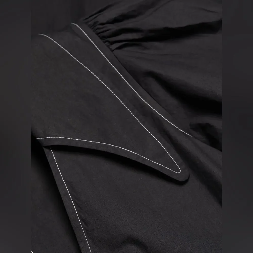 Ganni Cotton Poplin V-Neck Midi Dress, Size Medium - Picture 7 of 7